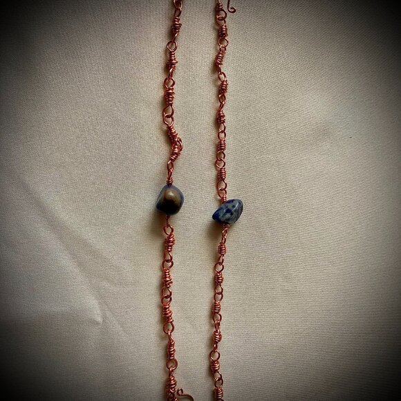 Copper chain links Lapis Lasuli Set of Two Bracelets, relationship gift - Picture 15 of 16